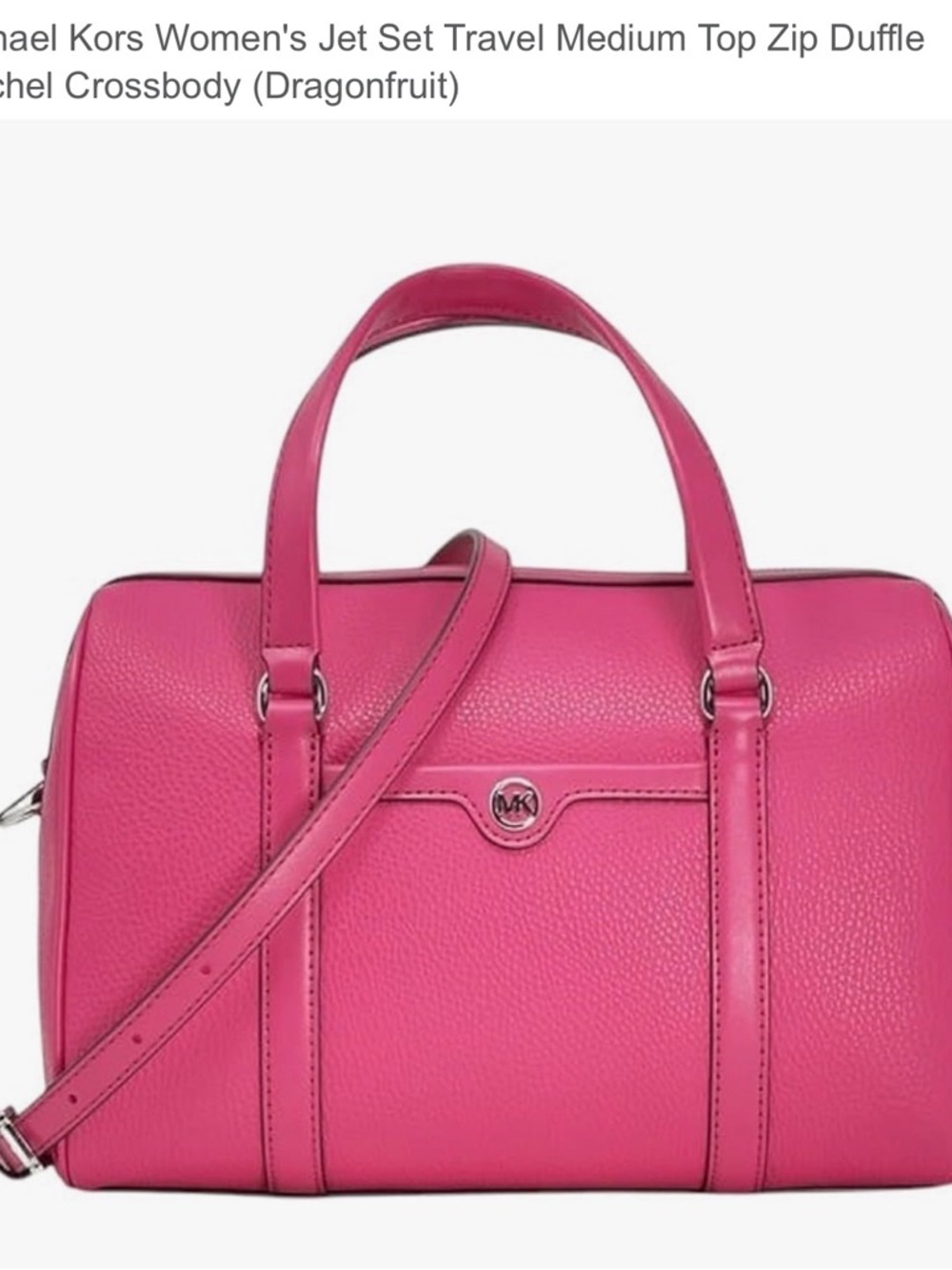 Michael Kors Dragonfruit Pink Leather Jet Set Travel Medium Top Zip Satchel
